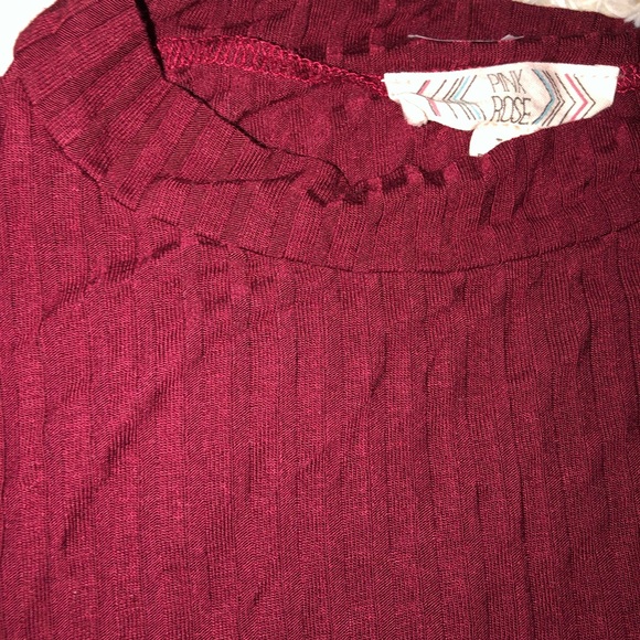 Red Long Sleeve High Neck Dress - Picture 4 of 4